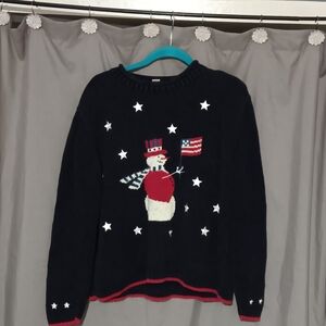 Christopher & Banks Navy Sweater with Snowman Design